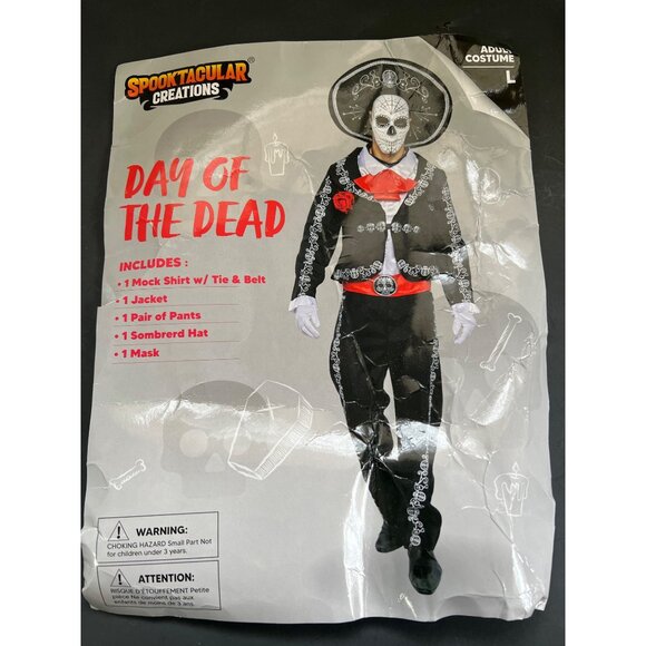 Adult Mens Day Of The Dead Costume XL By Spooktacular Creations  Mock Shirt Jack - Picture 2 of 13
